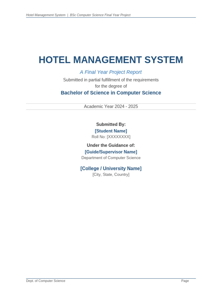 Hotel Management System Project | PDF | Databases | Password