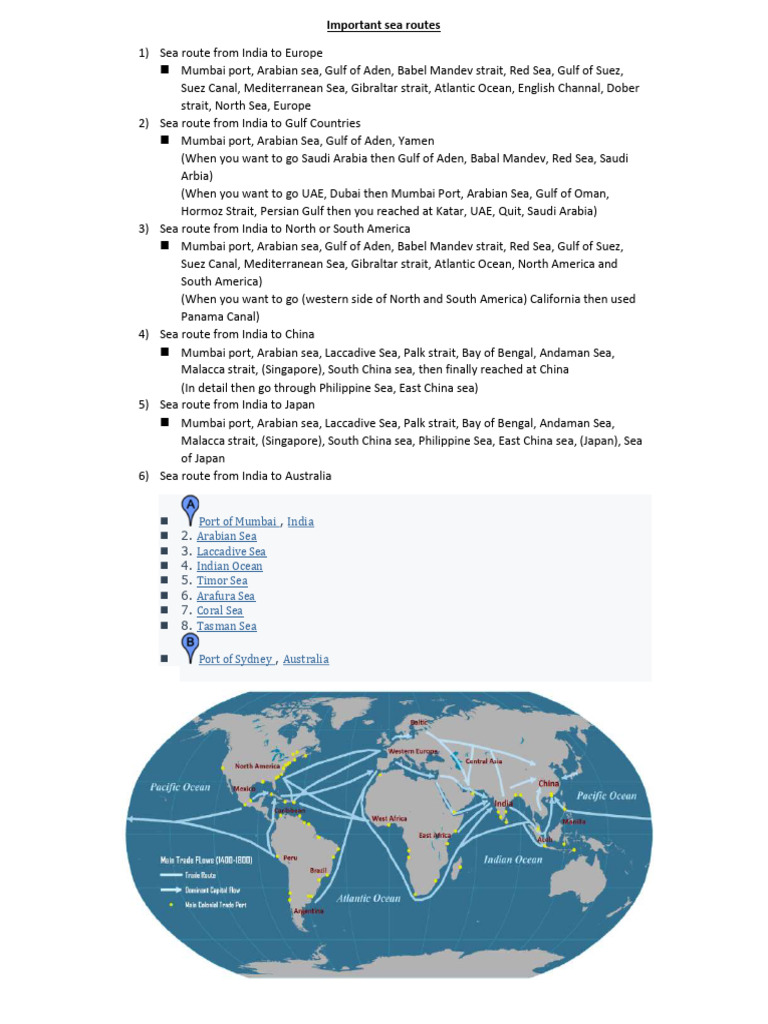 Important Sea Routes | PDF