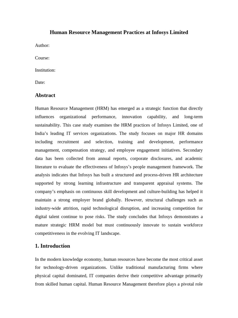 HRM Case Study Infosys Expanded With Graphs | PDF | Human Resource ...