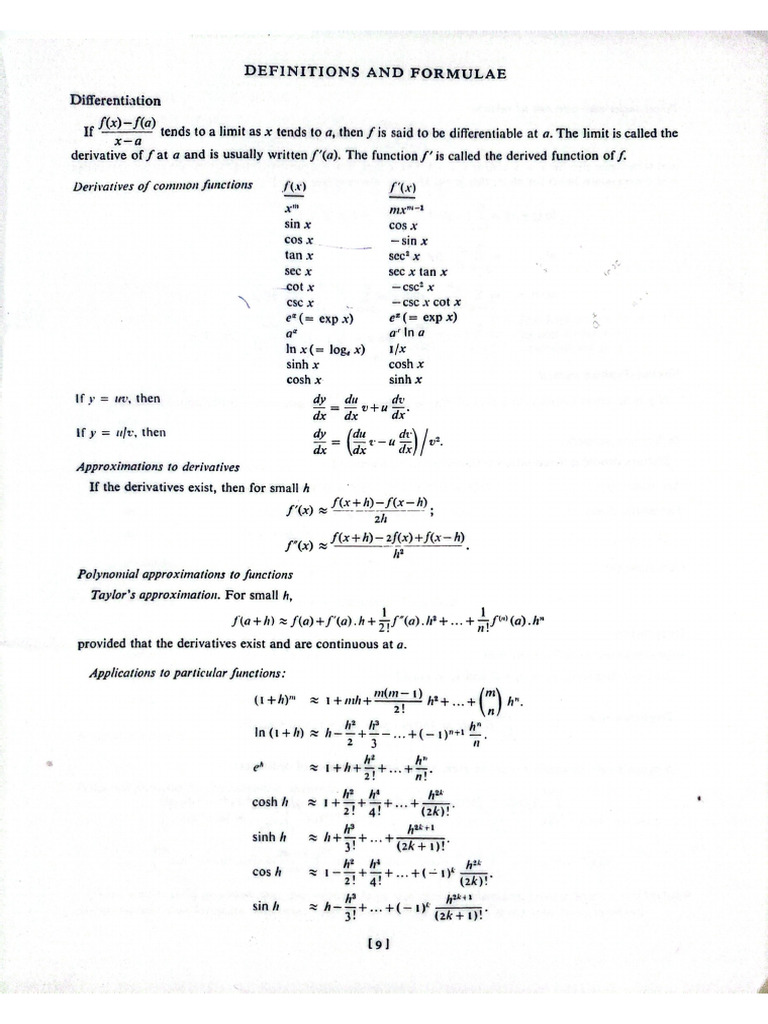 Calculus Formulas | PDF