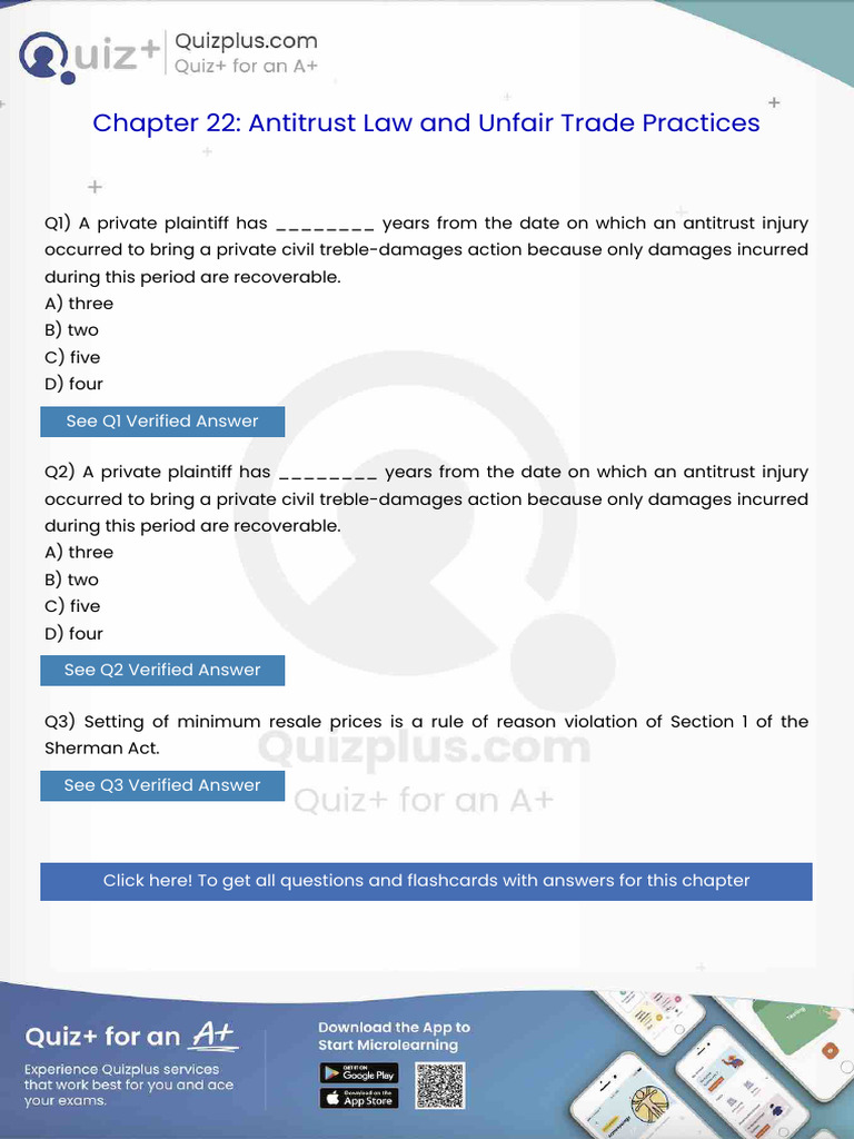 A Private Plaintiff Has Years From the Date on Which an Antitrust ...