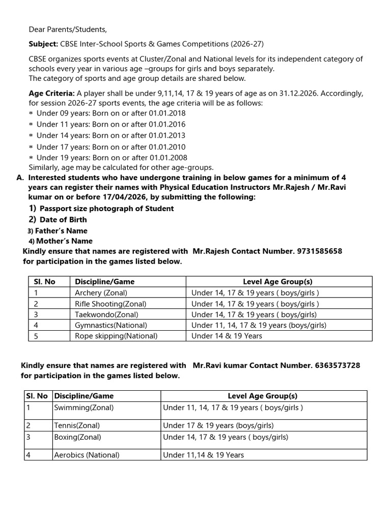 CBSE Clusters 2026-27 | PDF | Sports