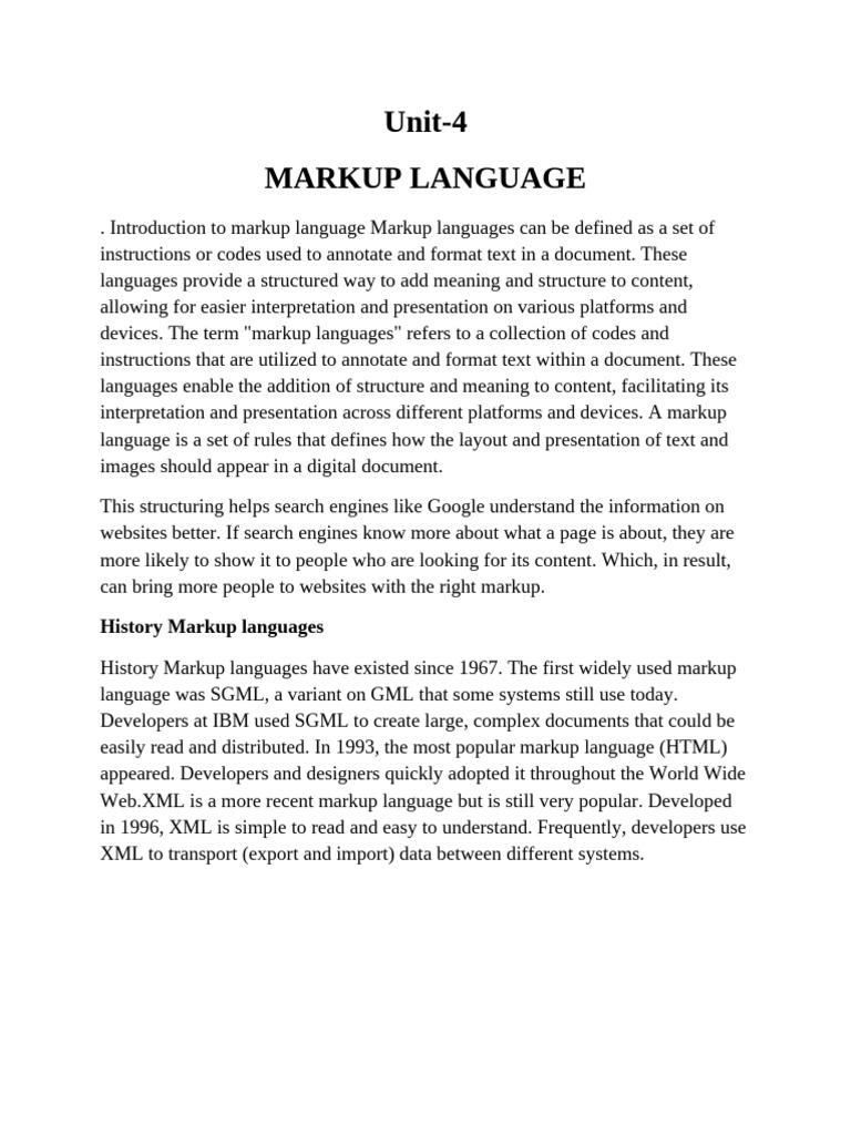 Unit 4 mark up (2) | PDF | Html | Markup Language