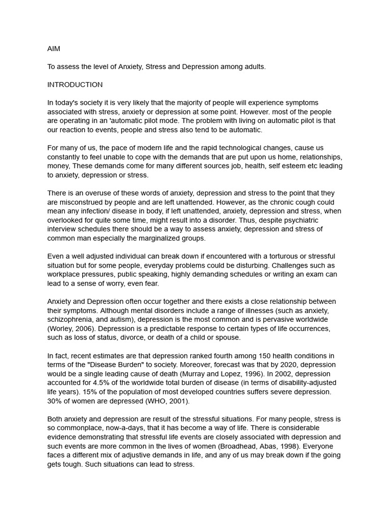 Stress MANUAL | PDF | Major Depressive Disorder | Mental Disorder