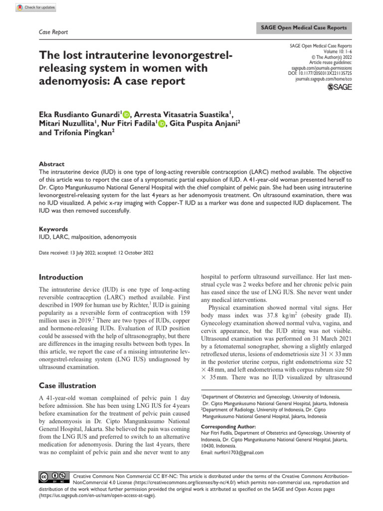 Gunardi Et Al 2022 the Lost Intrauterine Levonorgestrel Releasing ...