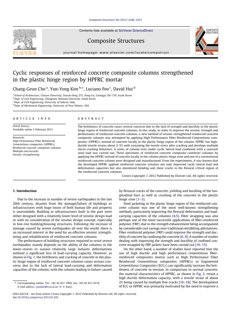 Cyclic Responses of Reinforced Concrete Composite Columns Strengthened ...