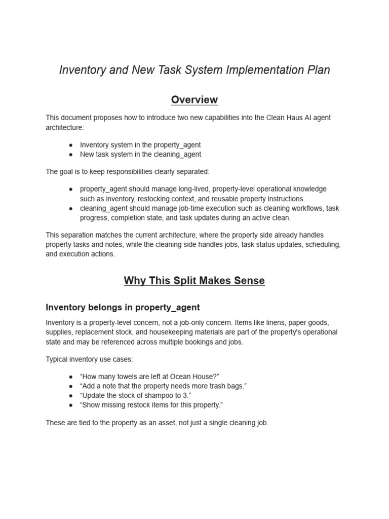 Inventory and New Task System Implementation Plan | PDF | Inventory ...