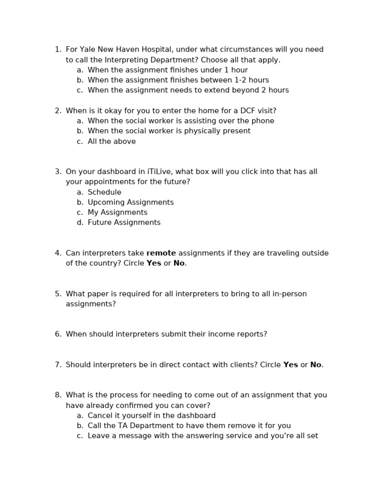 Interpreter Orientation Questionnaire | PDF
