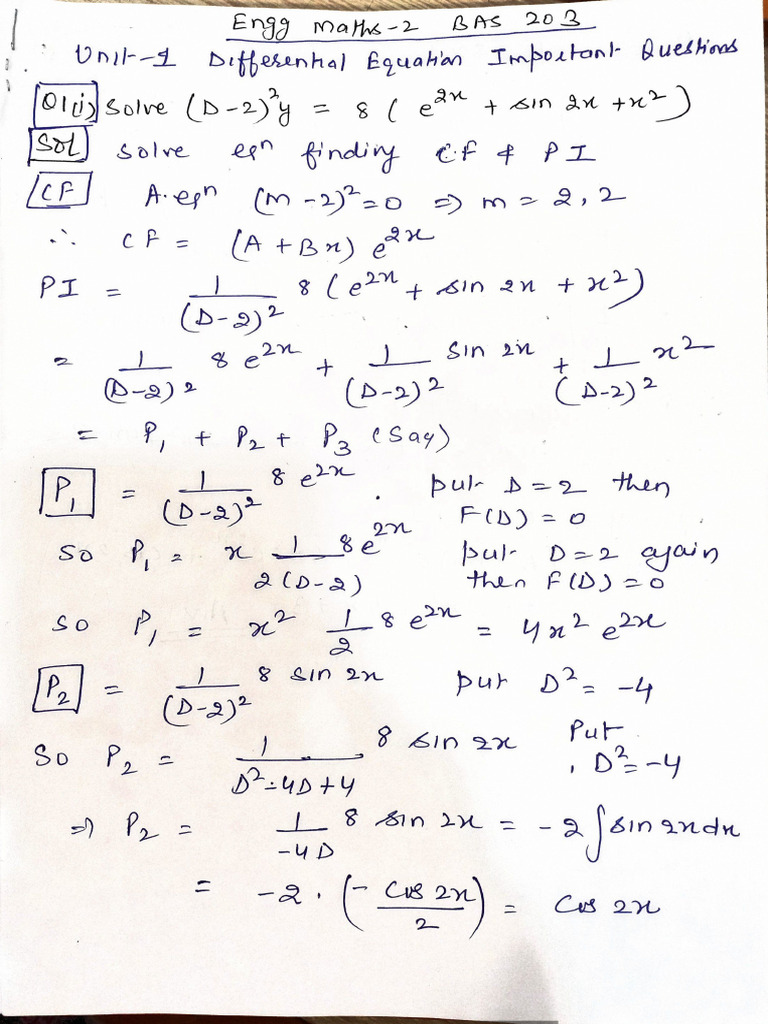 Maths 2 Bas203 Unit 1 Imp Question Bank 12-Jul-2024 13-57-31 | PDF