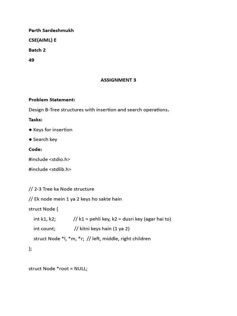 Assignment 4 (B Tree) | PDF | Computer Programming | Algorithms And ...