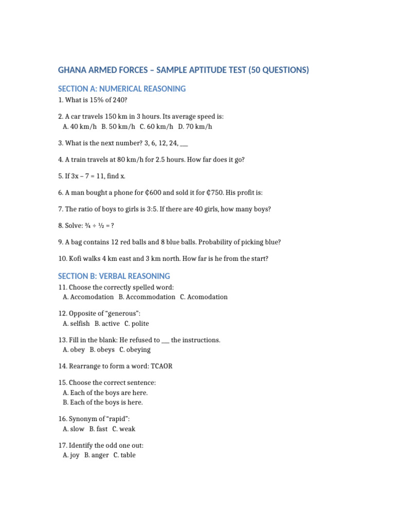 GAF Aptitude Test Sample | PDF | Machines