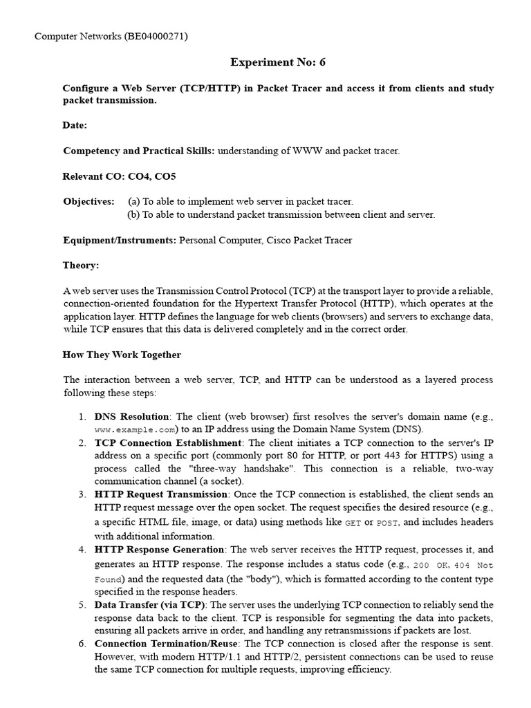 CN Practical 6 | PDF | Transmission Control Protocol | World Wide Web