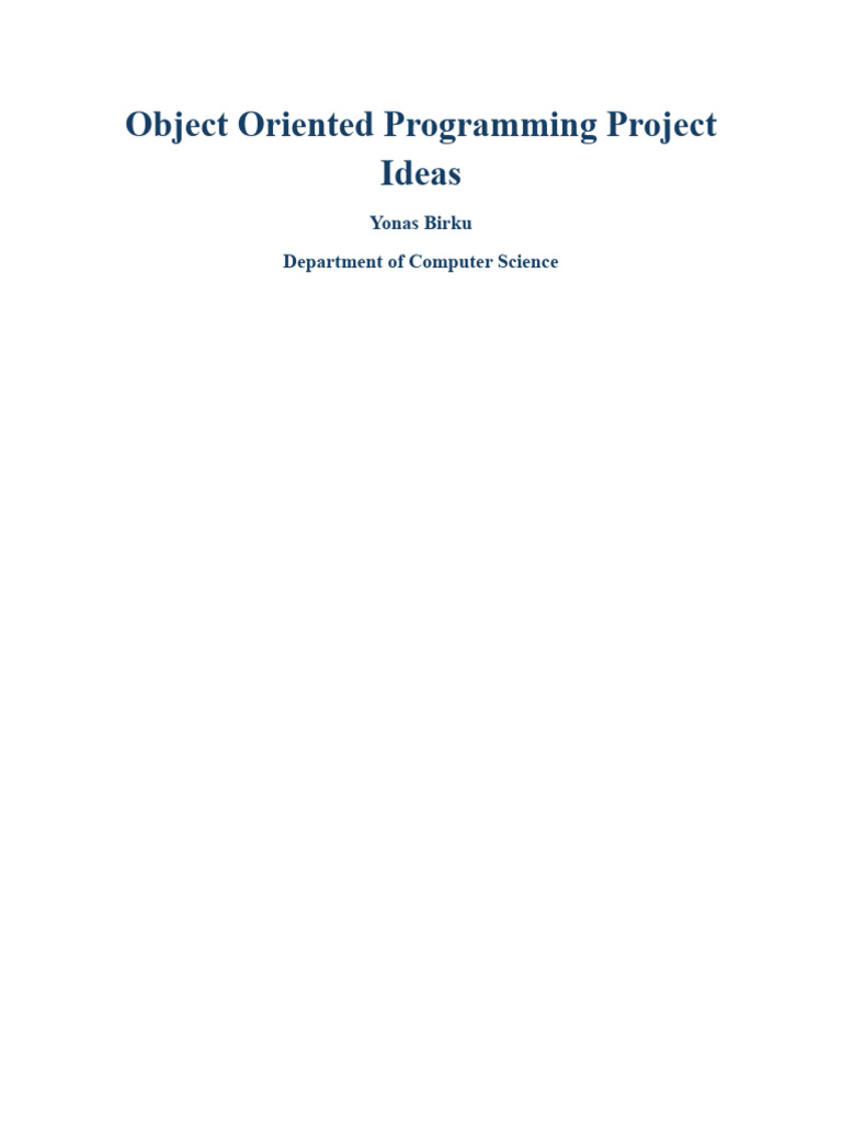 Object Oriented Programming Project Ideas | PDF | Method (Computer ...