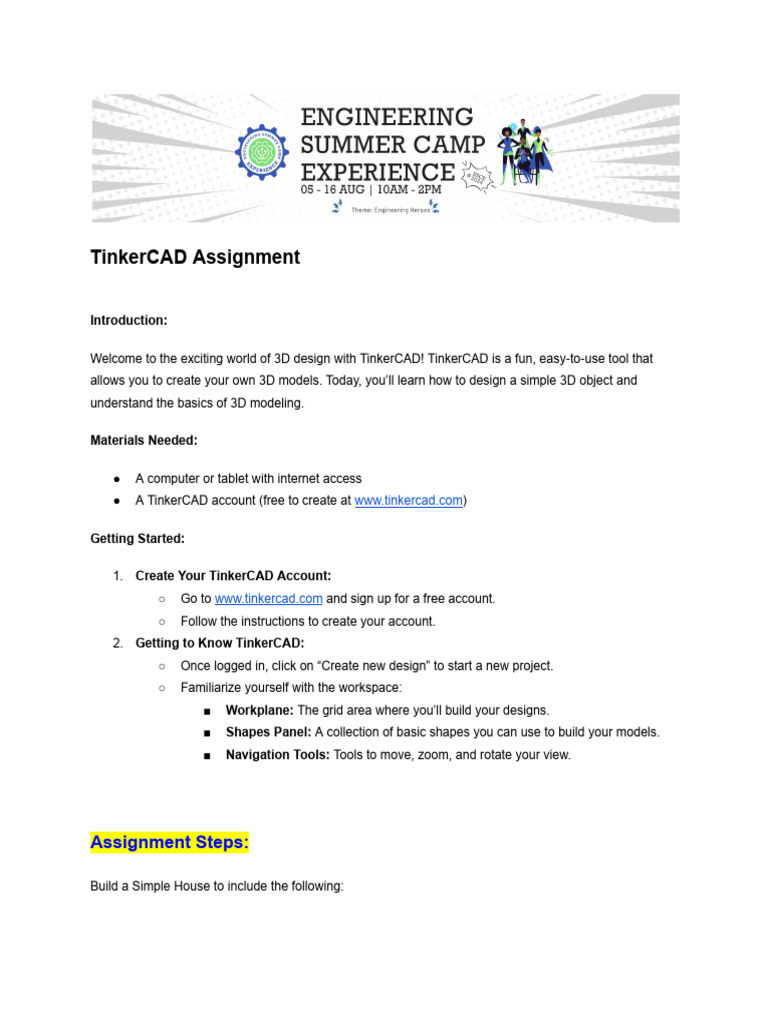 ESCE 24 _ TinkerCAD Assignment | PDF