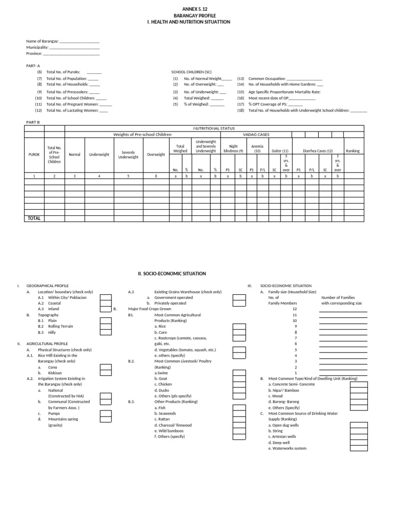 Barangay Profile | PDF | Agriculture | Food Industry