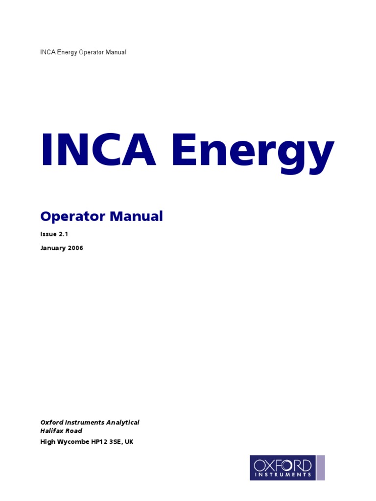 INCA Manual | PDF | Spectrum | X Ray