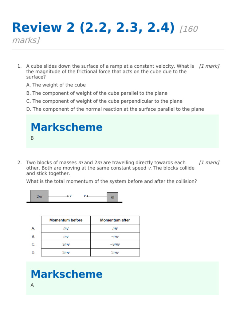 Mechanics 2 MS | PDF | Force | Momentum