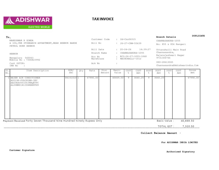 Ac Invoice | PDF | Government Finances | Economies