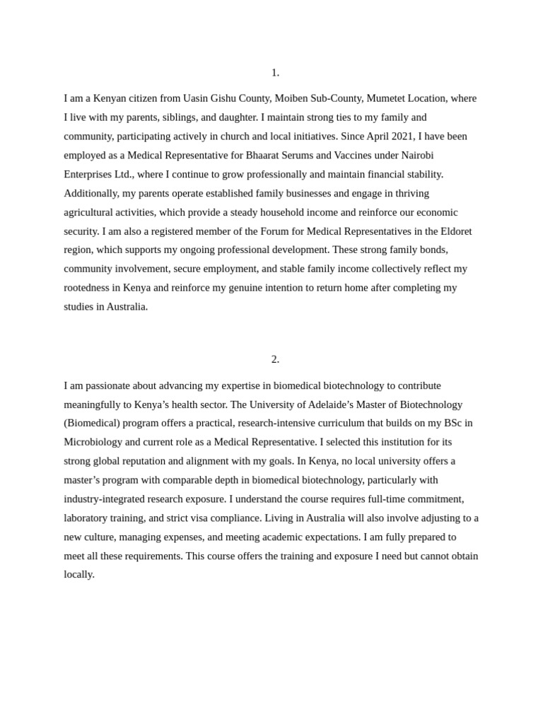 Genuine Temporary Entrant (GTE) Statement | PDF | Kenya | Economies