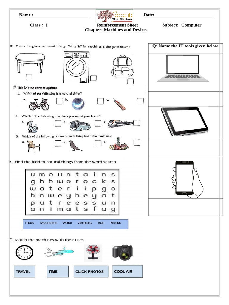Computer Worksheet of Class 1 - 4[1] | PDF | Random Access Memory ...
