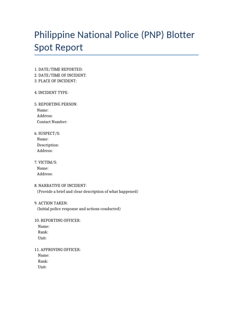 PNP Spot Report Template | PDF