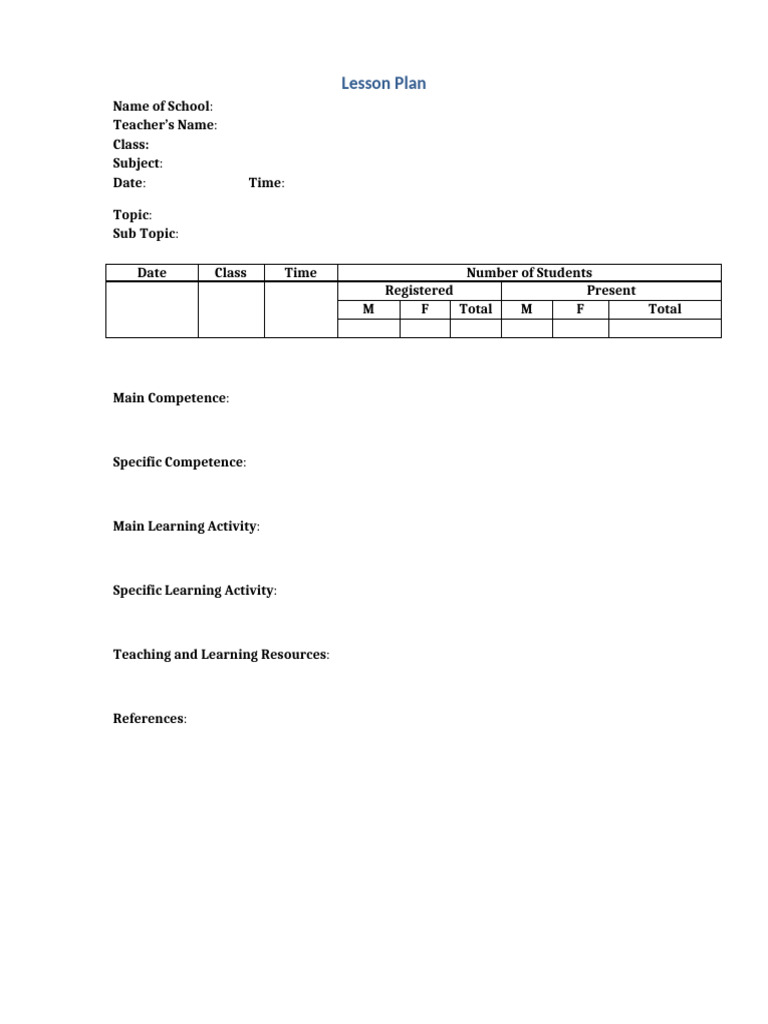 Lesson Plan New (Form i,II,V New) | PDF