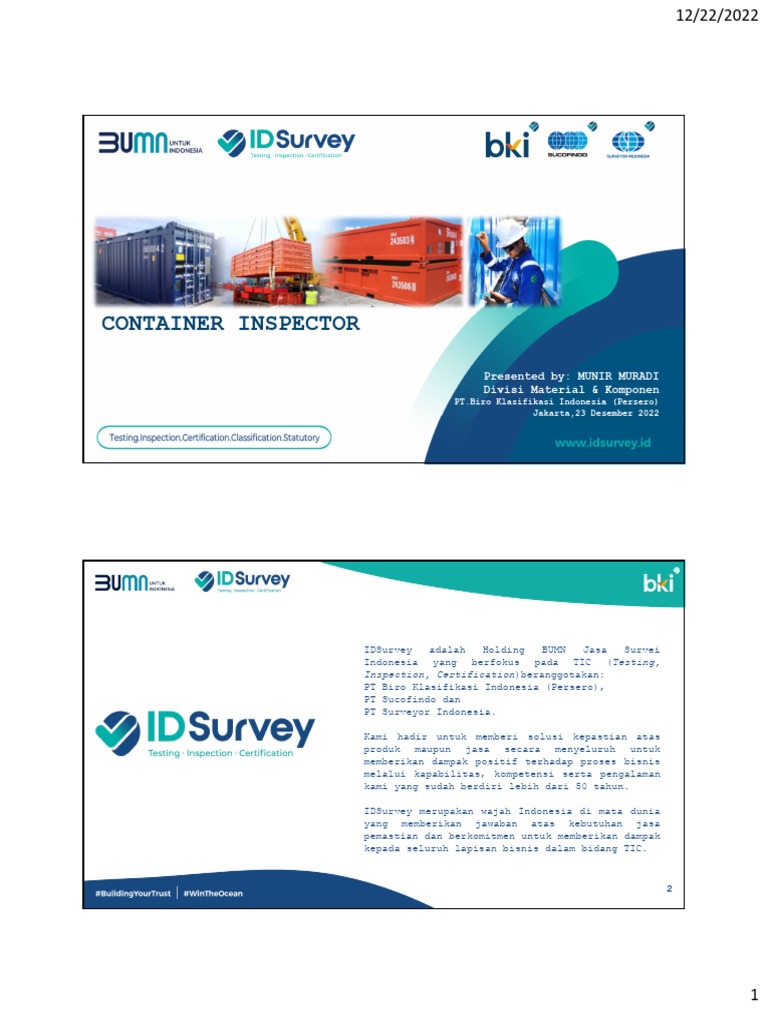 Day 1, Inpector Container | PDF | Ships | Shipping