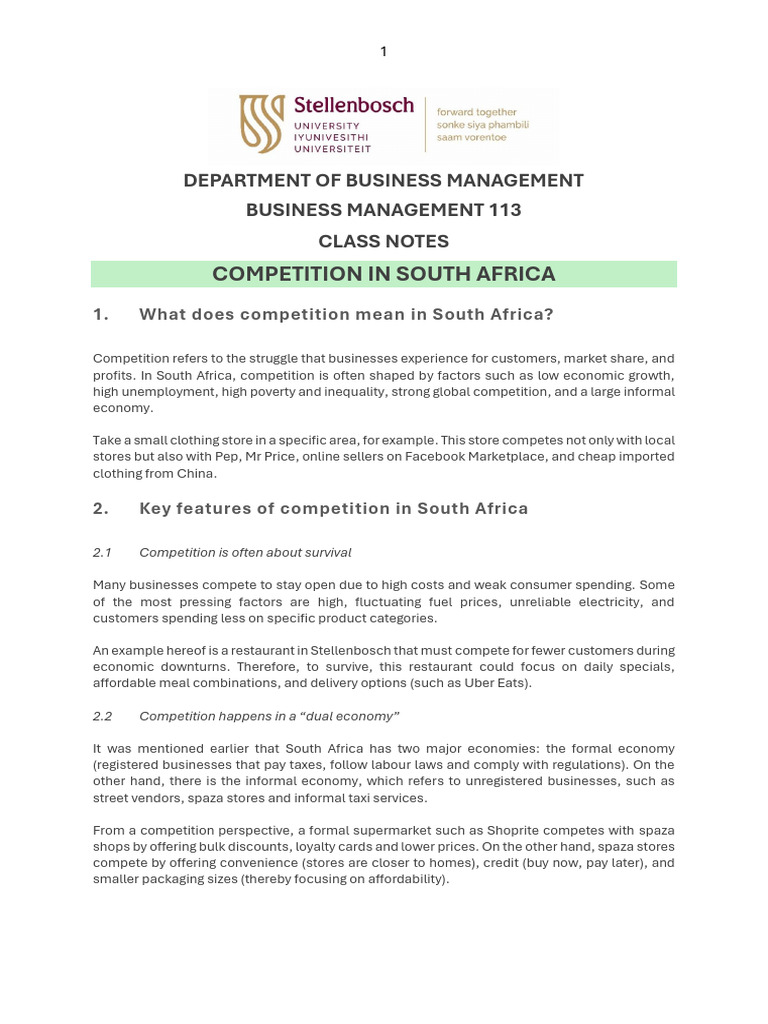 Notes - Competition - English | PDF | Supply Chain | Profit (Economics)