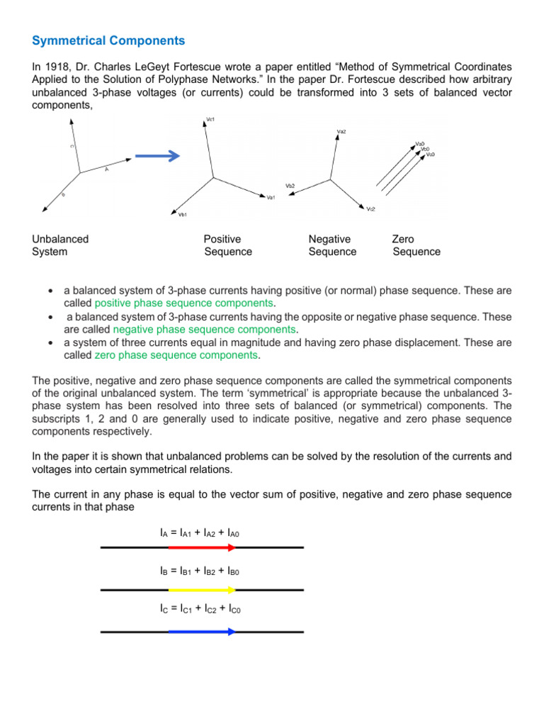 Symmetrical Components | PDF | Mathematics | Electric Power