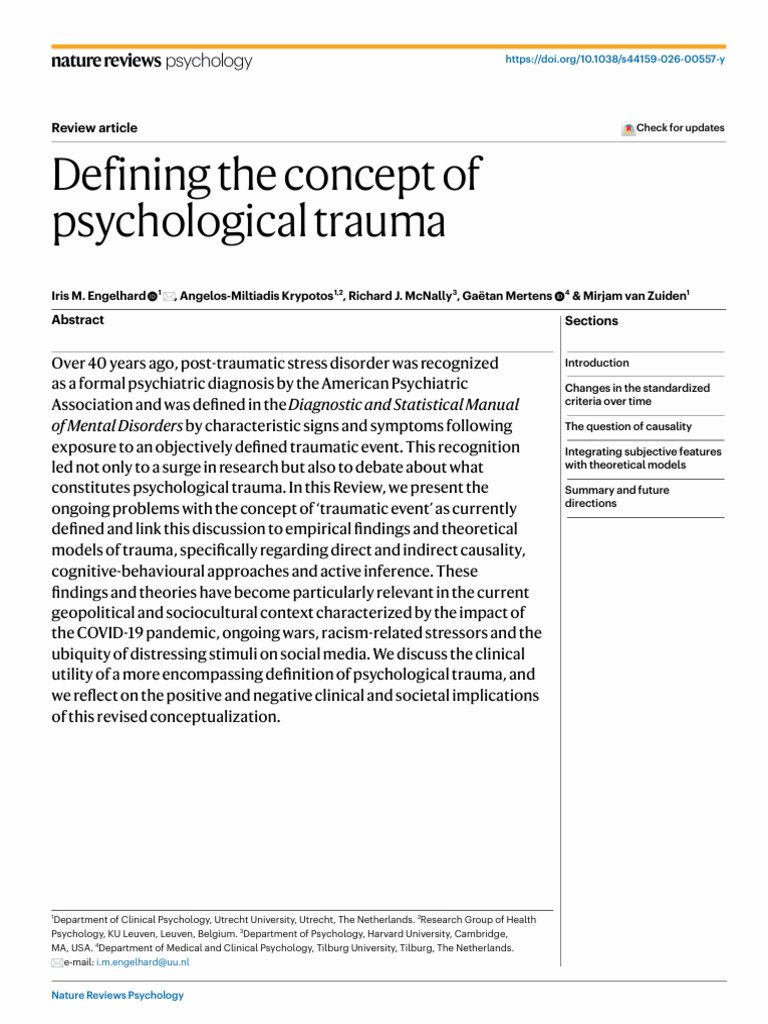 Defining the Concept of Psychological Trauma | PDF | Psychological ...