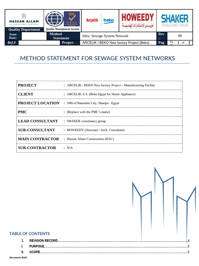 1- HAC-MOS-Sewage System Network - Beko Project - Rev 00 | PDF | Safety ...