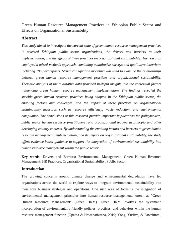 Anonymus Manuscript on Green HRM | PDF | Human Resource Management ...