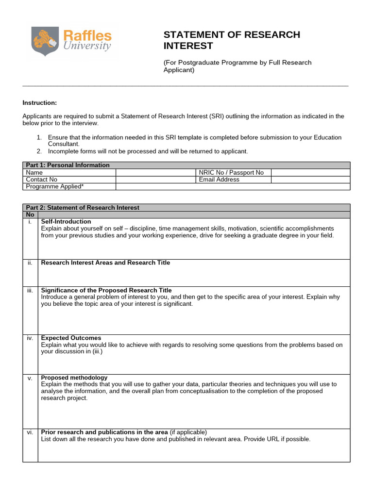 Appendix 1 - SRI Template | PDF | Methodology | Cognitive Science