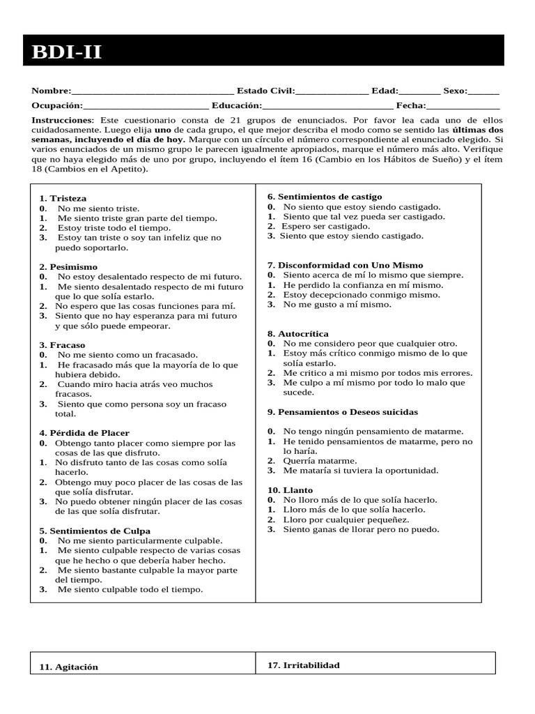 Bdi Ii | PDF