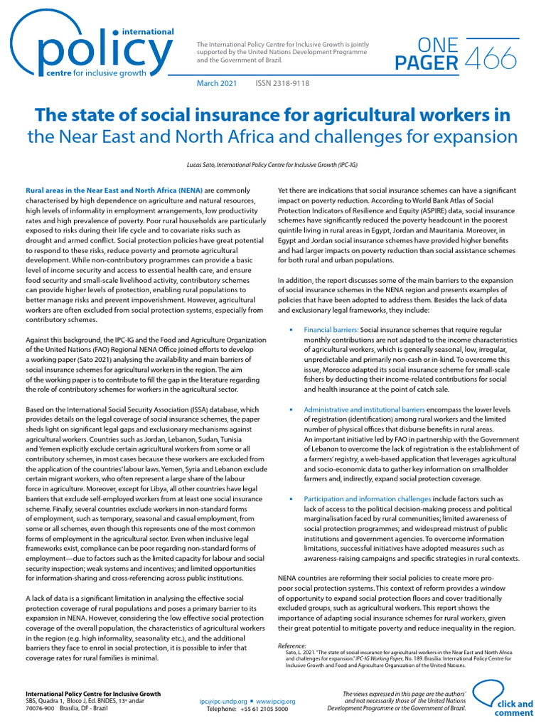 OP The state of social insurance for agricultural workers in the near ...