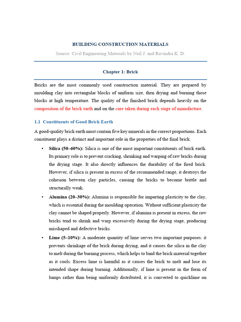 BUILDING CONSTRUCTION MATERIALS | PDF | Cement | Concrete