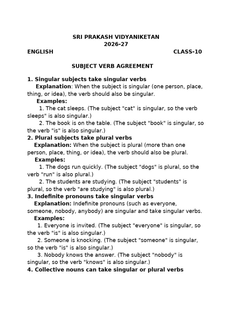 Subject Verb Agreement (26 27) | PDF | Grammatical Number | Plural