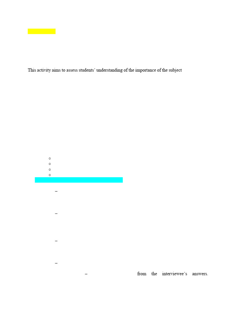 Interview Activity Guidelines | PDF | Interview