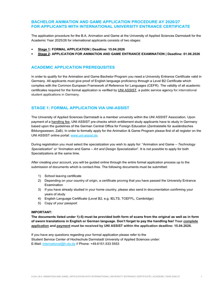 BA-AG ApplicationGuidelines International 2026 | PDF | University And ...