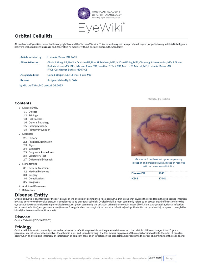 Orbital Cellulitis - EyeWiki | PDF | Streptococcus | Infection
