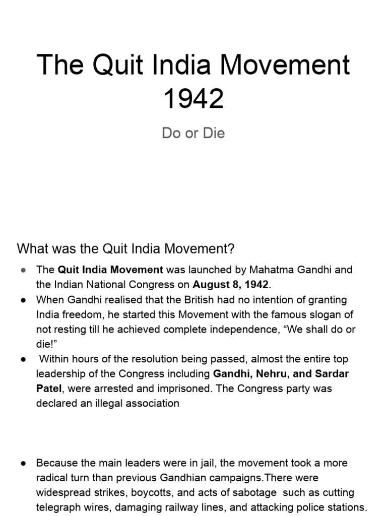 The Quit India Movement 1942 | PDF | Mahatma Gandhi | Indian Nationalism