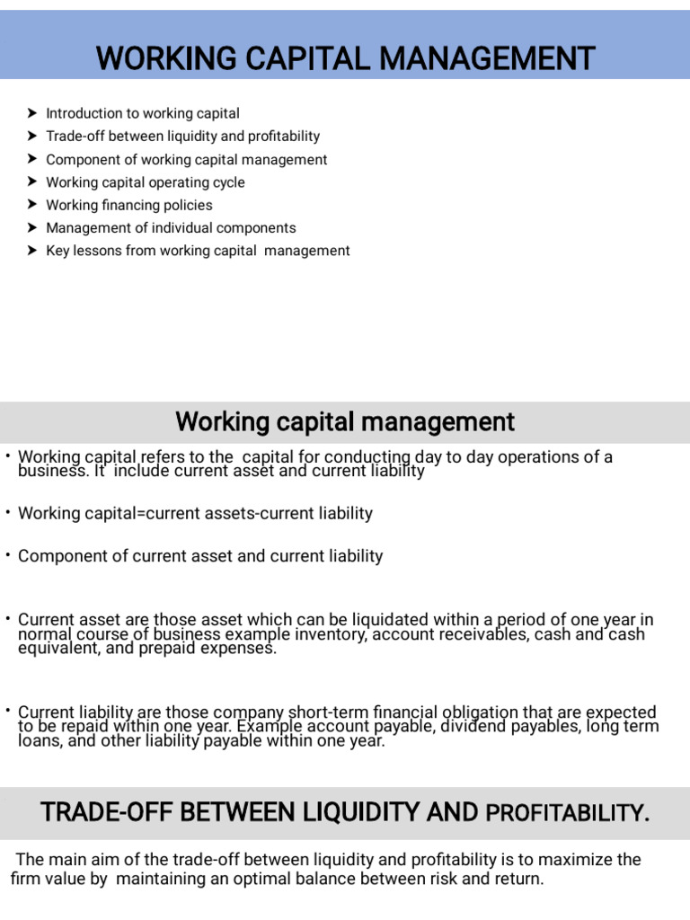 Working Capital Management | PDF | Working Capital | Market Liquidity