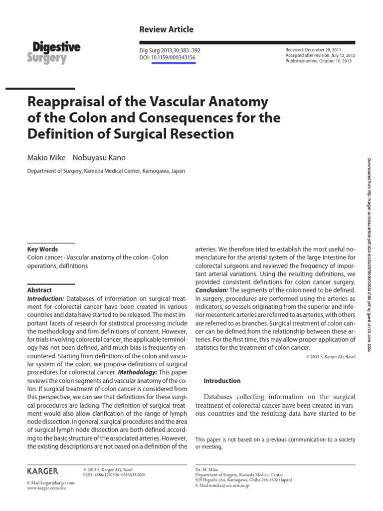 Reappraisal of the Vascular Anatomy of the Colon and Consequences for ...
