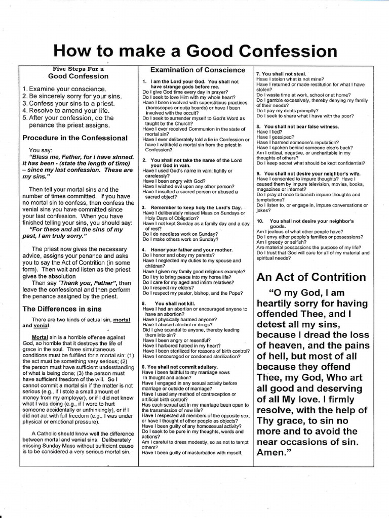 How to Make Good Confession | PDF | Confession (Religion) | Penance