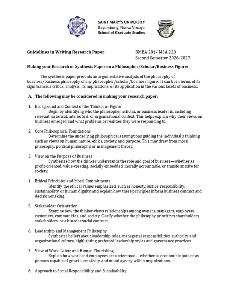 Guidelines in Writing Research Paper-BMBA 201 | PDF | Leadership