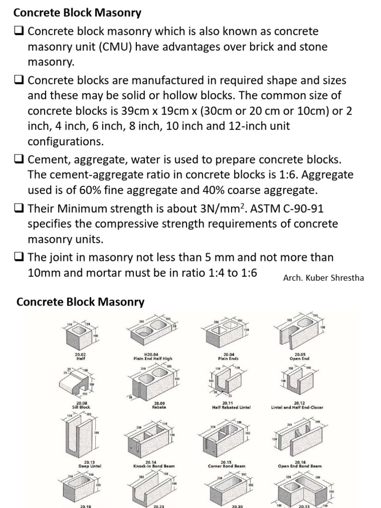 Concrete Masonry, Cavity and Partition Wall | PDF | Masonry | Wall