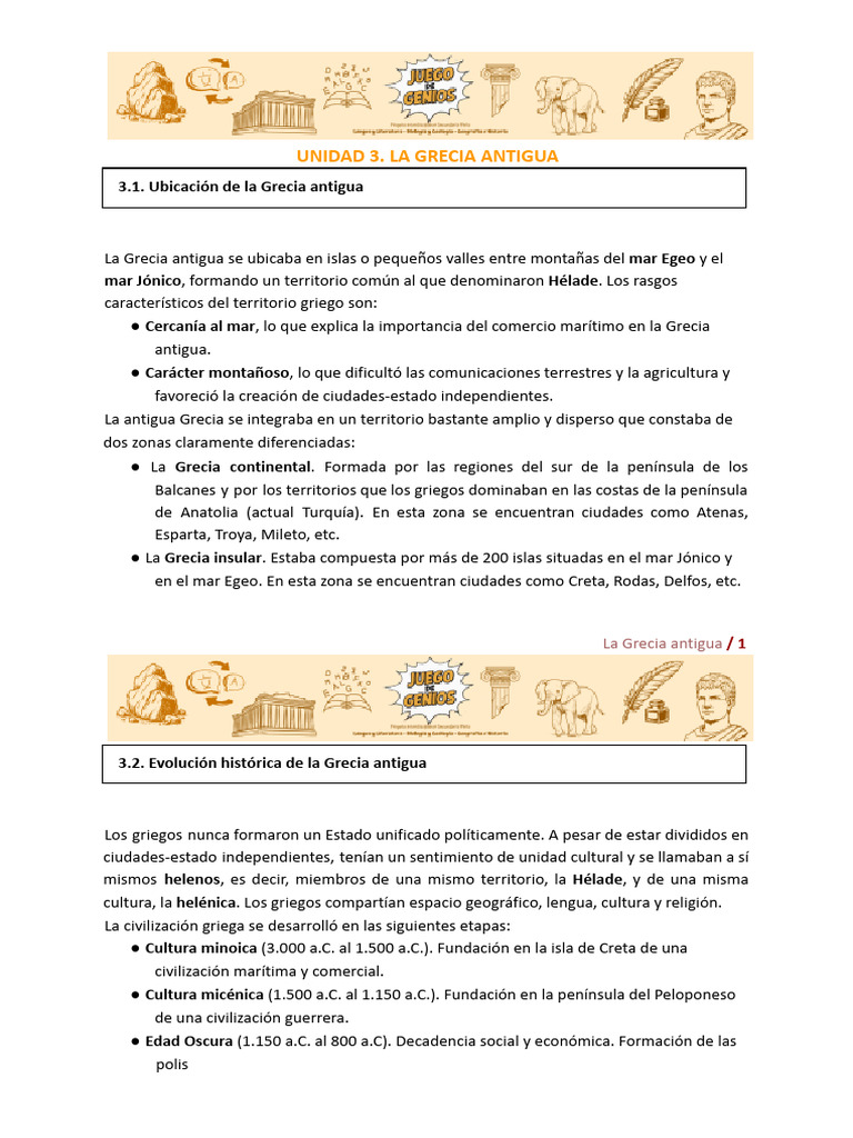 Tema 3. La Grecia Antigua - Historia (2) | PDF | Antigua Grecia | Esparta