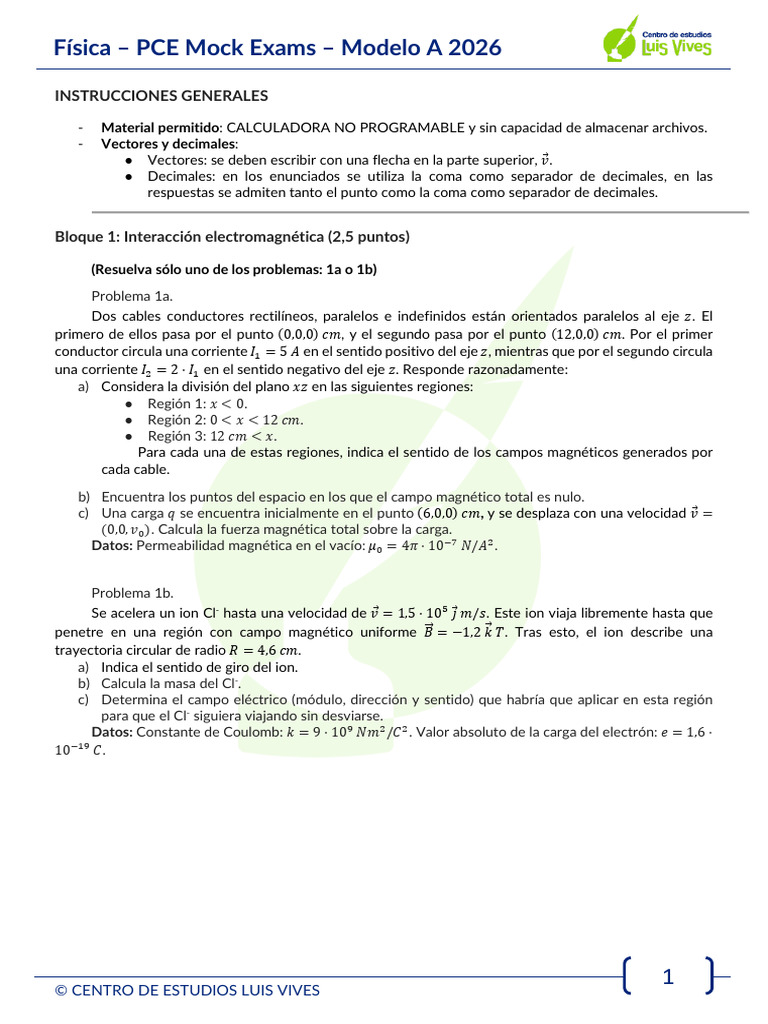 Fisica Pce Mockexams26 1 | PDF | Orbita | Electrón