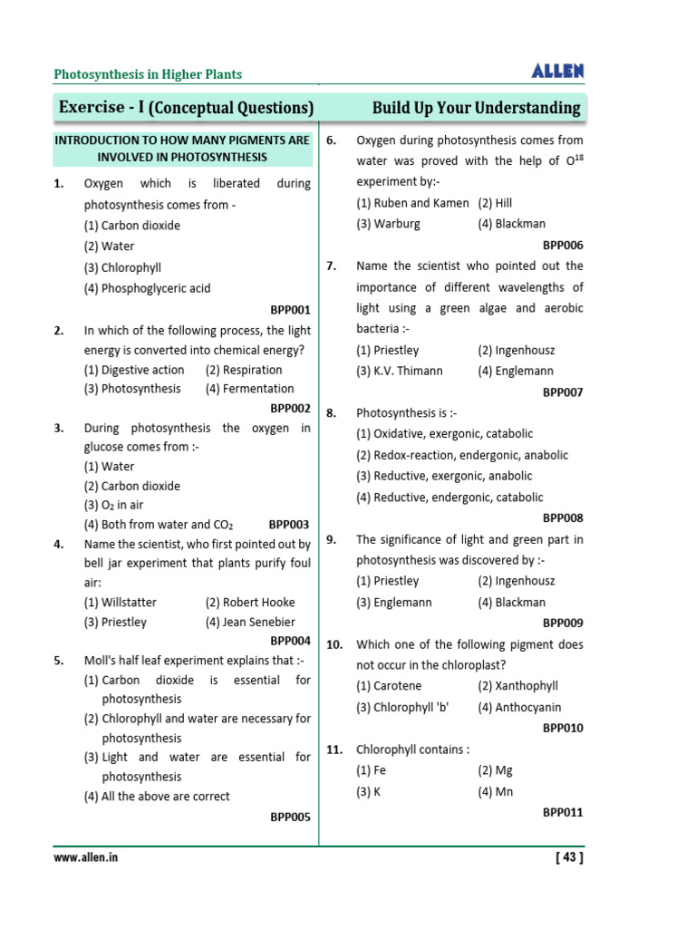 Photosynthesis Allen | PDF | Photosynthesis | Nicotinamide Adenine ...