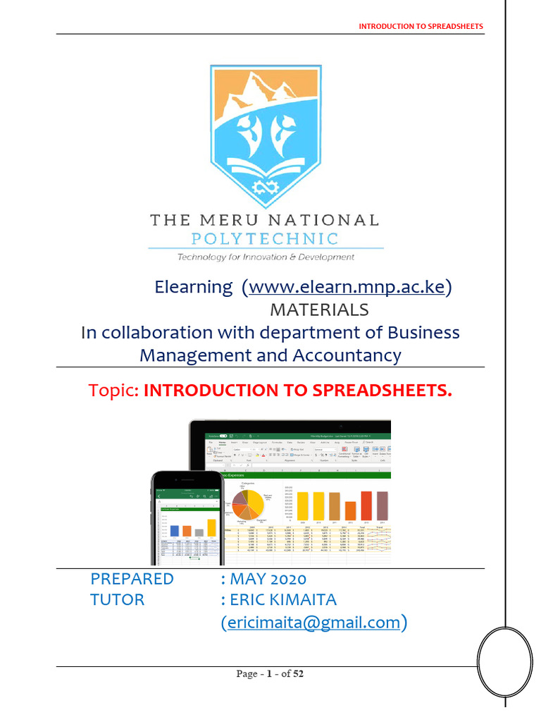 Ms-Excel ELearning Handout | PDF | Spreadsheet | Microsoft Excel